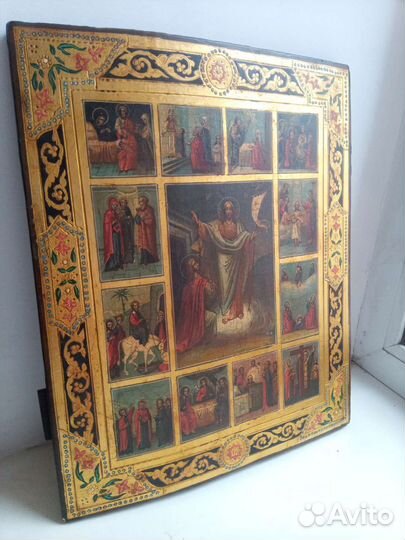 Икона праздники на золоте 37 см
