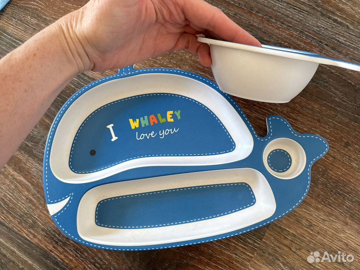 Набор бамбуковой посуды для кормления детей, киты