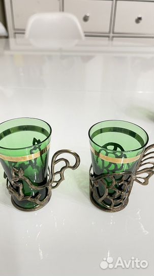 Рюмки с подстаканиками - латунь