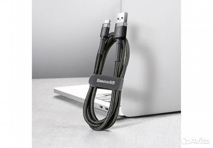 Кабель USB baseus Cafule, USB - Type-C, 3A, 1 м, с