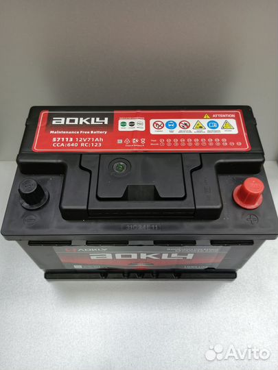 Аккумулятор Aokly 57113 71 Ач 640 А, Обратная поля