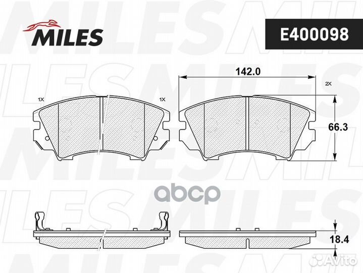 Колодки тормозные дисковые перед E400098 Miles