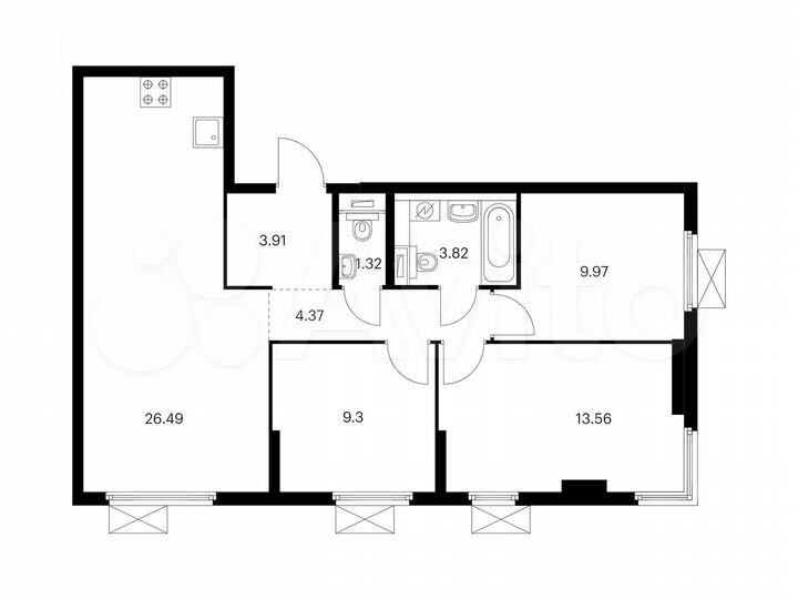 3-к. квартира, 72,7 м², 31/33 эт.