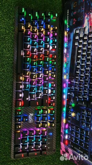 Механическая клавиатура синие свитчи новая carbon