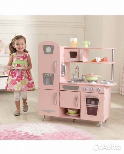 Новая деревянная кухня Kidkraft винтажная розовая