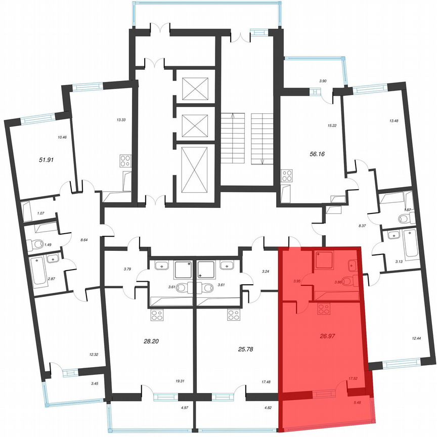 Квартира-студия, 30,8 м², 21/22 эт.