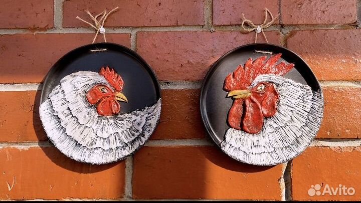 Панно «Курочка белая», декоративная тарелка