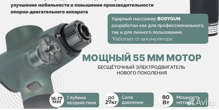 Перкуссионный массажер bodygun PRO16