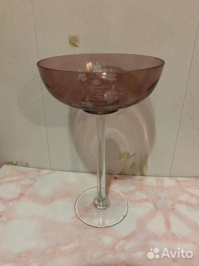 Стеклянная фруктовница с гравировкой