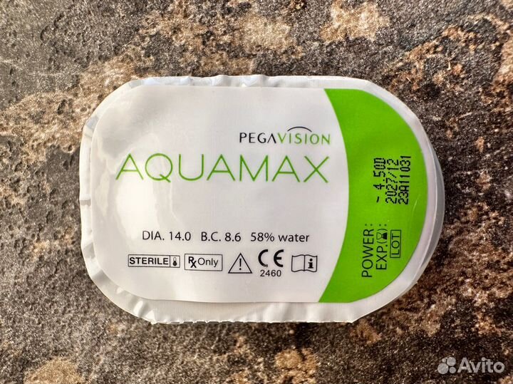 Линзы контактные aquamax pegavision -4,5 -4,25