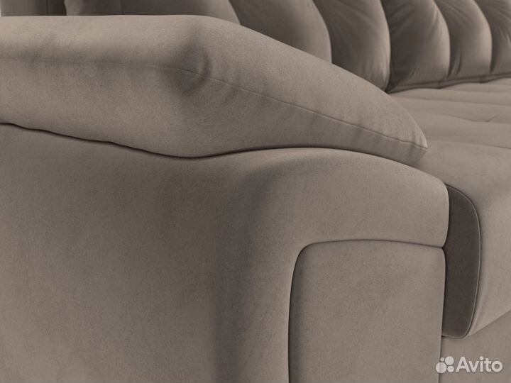 Диван угловой Нэстор правый угол, велюр, коричневый