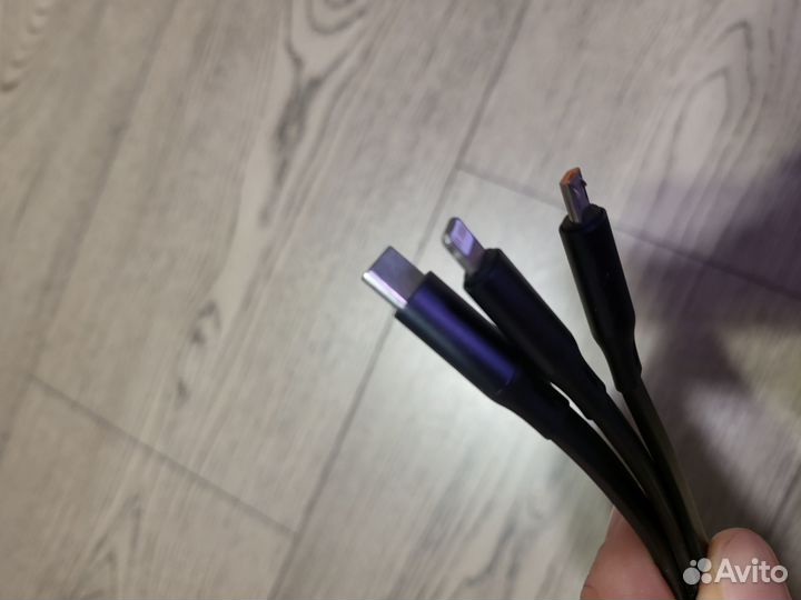 Кабель 100w Baseus 3в1 (USB-C, iPhone, Micro USB)
