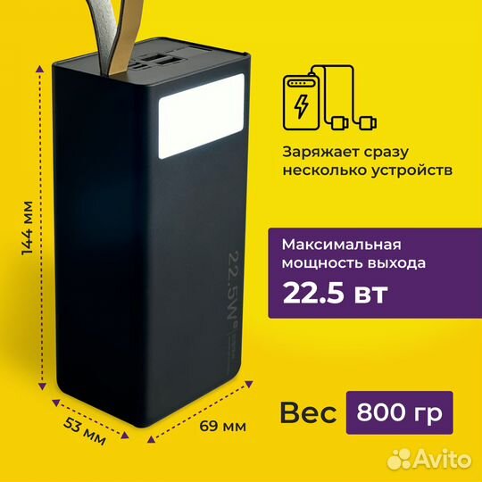 TechnoModa Повербанк 60000мАч 22,5 Вт с быстрой за