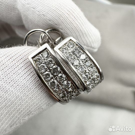 Золотые серьги с бриллиантами 1,04 ct 585 пробы