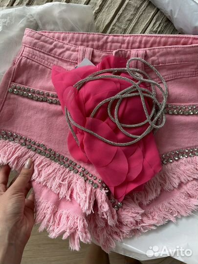 Шорты розовые с стразами