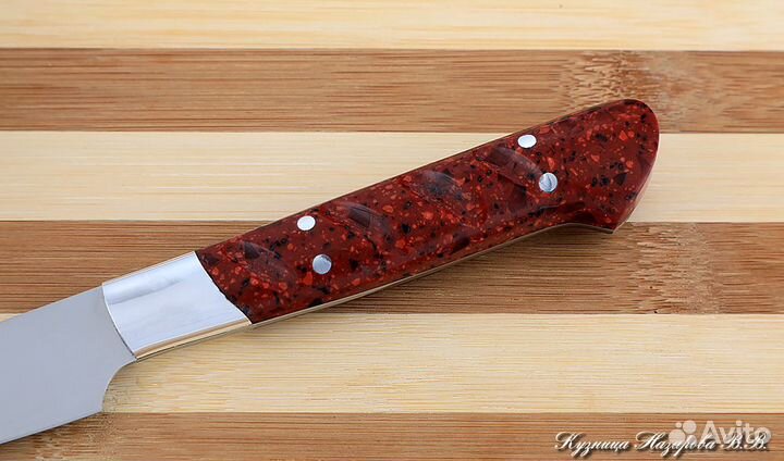 Нож Шеф овощной сталь 95х18 рукоять акрил красный