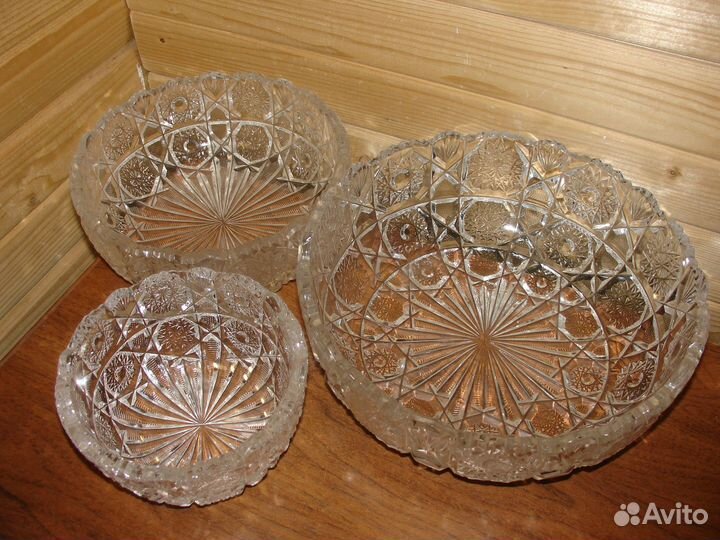 Хрустальная посуда фруктовницы кувшины винтаж