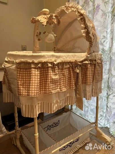 Детская люлька колыбель качалка на колёсах