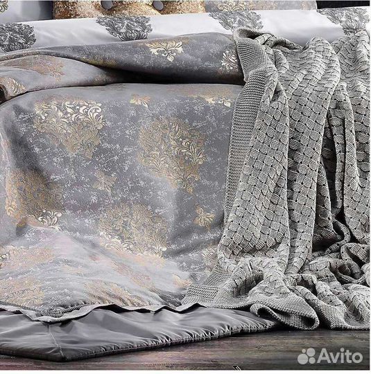 Плед вязанный покрывало хлопок Zebra Casa