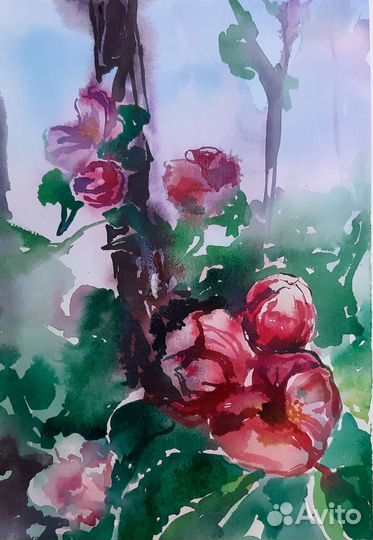 Картина акварелью цветы