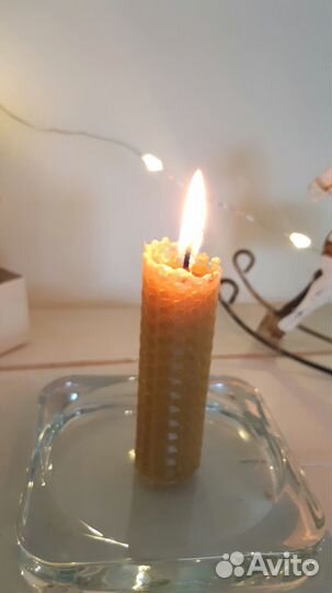 Свечи из пчелиного воска - вощины 2 шт