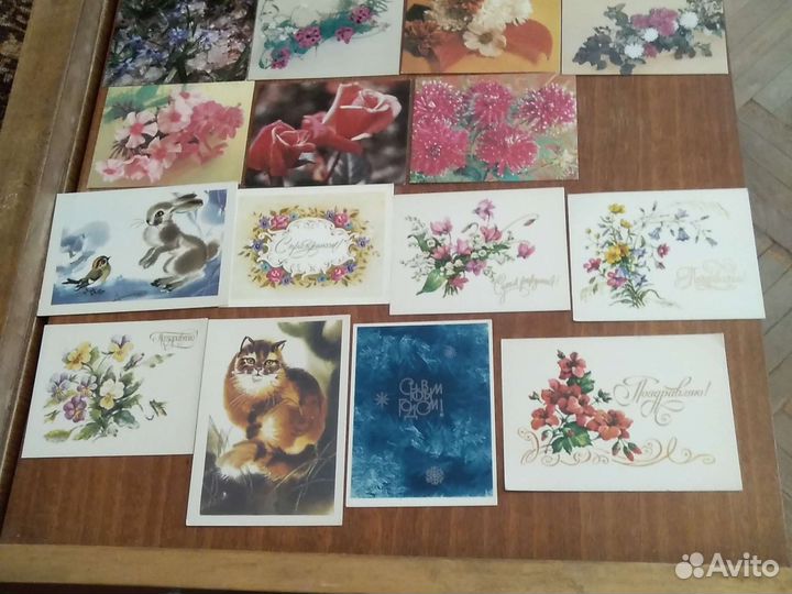 Поздравительные мини открытки времён СССР