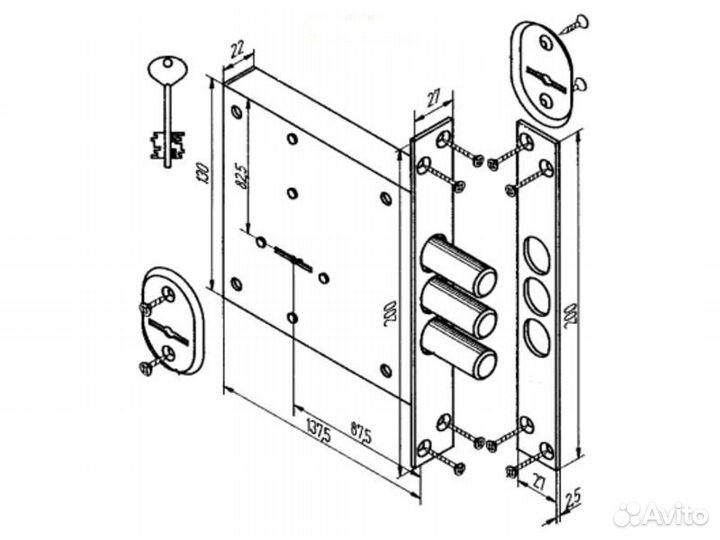 Замок врезной 111.21.003
