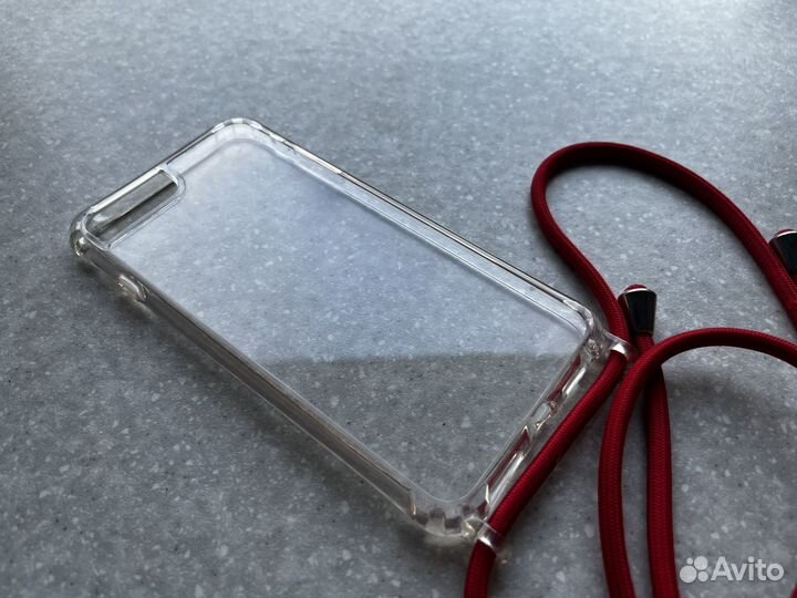 Прозрачный чехол iPhone (айфон) 8+ на шнурке