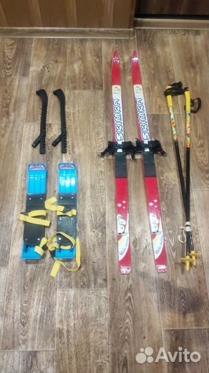 Лыжи, детские,мини, чехлы на коньки