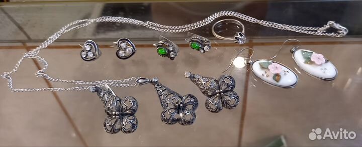 Серьги кулон мельхиор