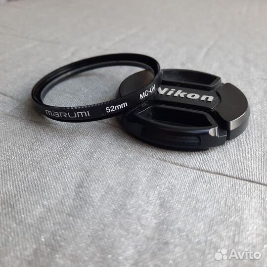 Крышка Nikon 52mm, фильтр Marumi 52 mc-uv