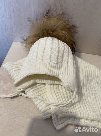 Комплект новый шапка/шарф зима 36-40 см объем