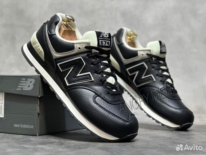 Кроссовки new balance 574 кожаные