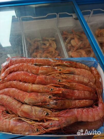 Креветки королевские, Лангустины, Рыба(вяленая)
