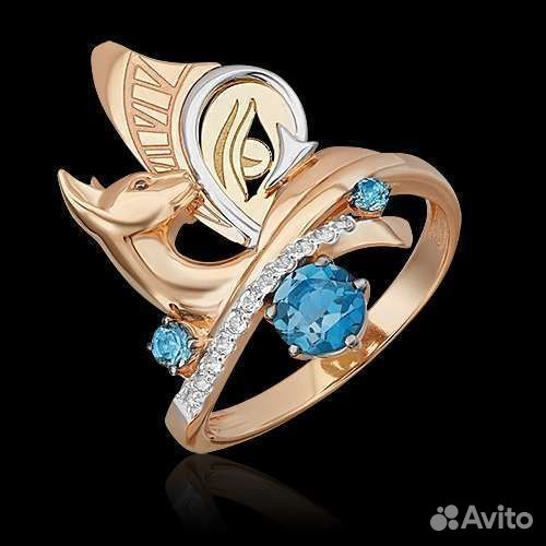 Золотое кольцо с топазом Сфинкс