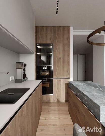 Кухня под потолок с раковиной