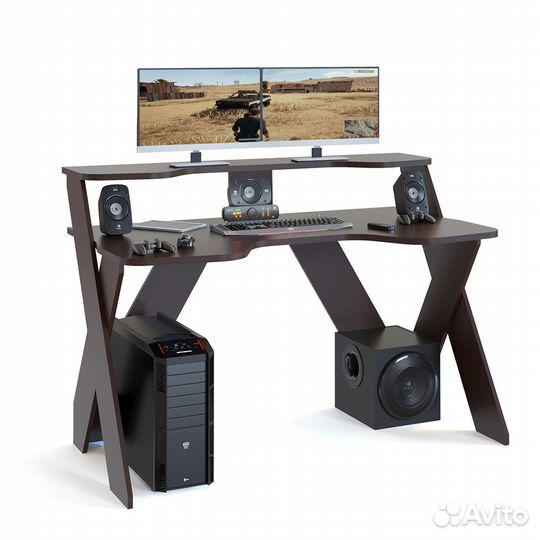 Стол компьютерный игровой кст-118, цвет венге, шхгхв 135х80х96,3 см