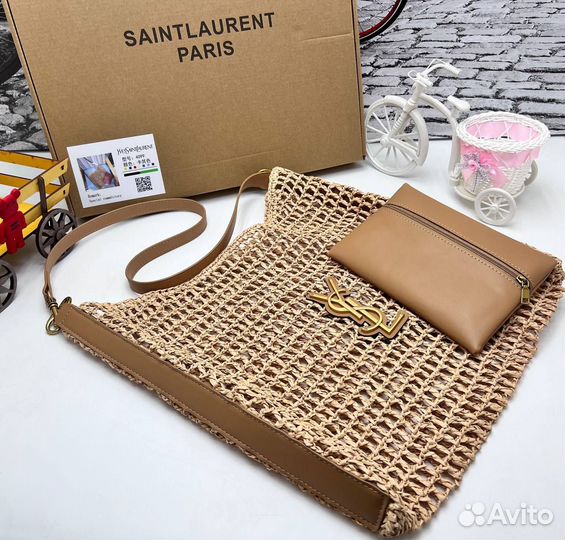 Новая соломенная женская сумка Saint Laurent