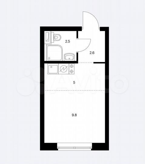 Квартира-студия, 20 м², 13/25 эт.