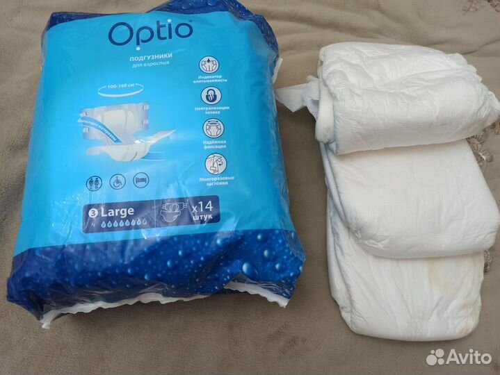 Памперсы для взрослых optio 3 large 100-160