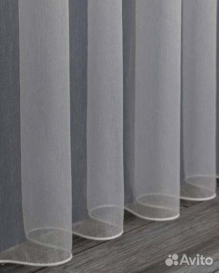 Тюль Бамбук крем готовый на окна пошив