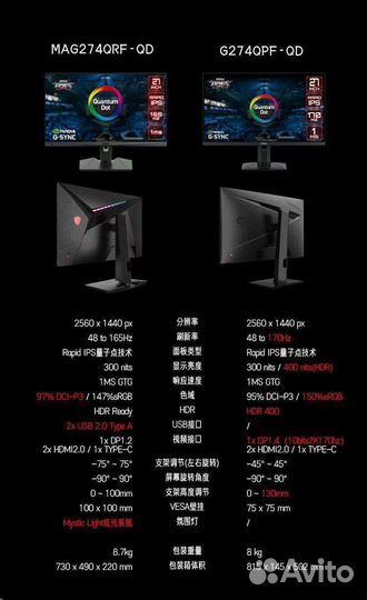 Монитор игровой MSI g274qpf-QD 27 дюймов 2к