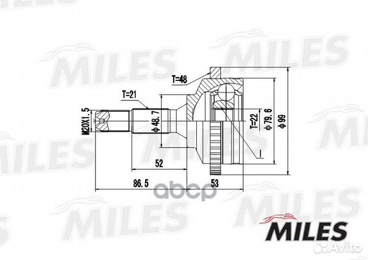Шрус peugeot 206 1.1-1.6 98- нар.(ABS) ga20369