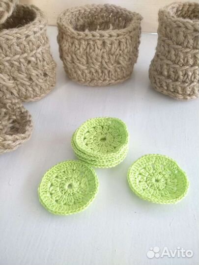 Набор корзинок из джута. 7 предметов + спонжи