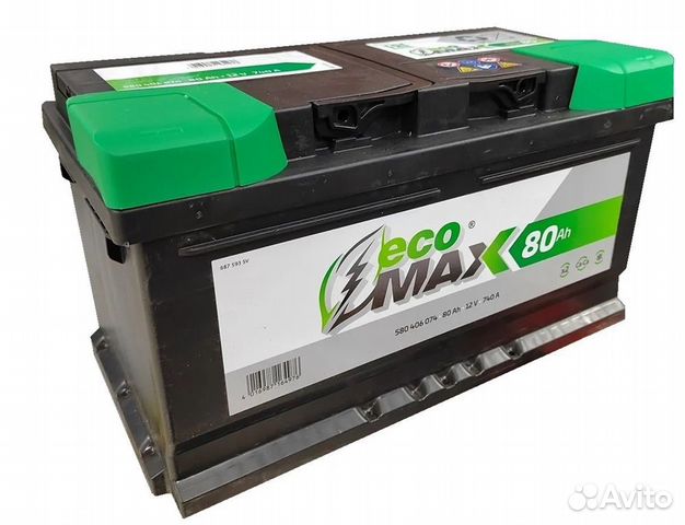 80Ah Аккумулятор 12V 6CT-80.0 EcoMax T7-2 740A
