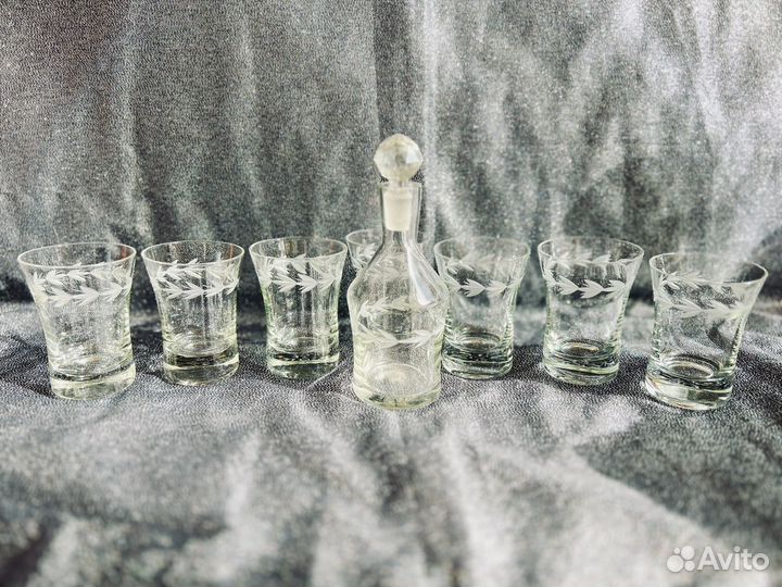 Графин и 7 стаканов, стекло, СССР