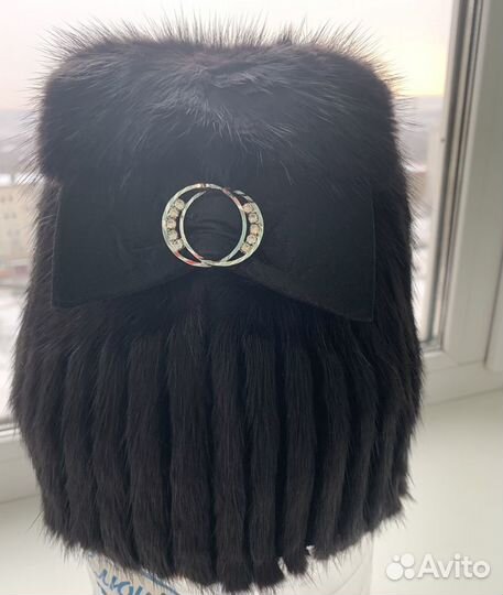Шапка норковая вязаная