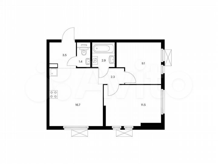 2-к. квартира, 47,4 м², 25/25 эт.