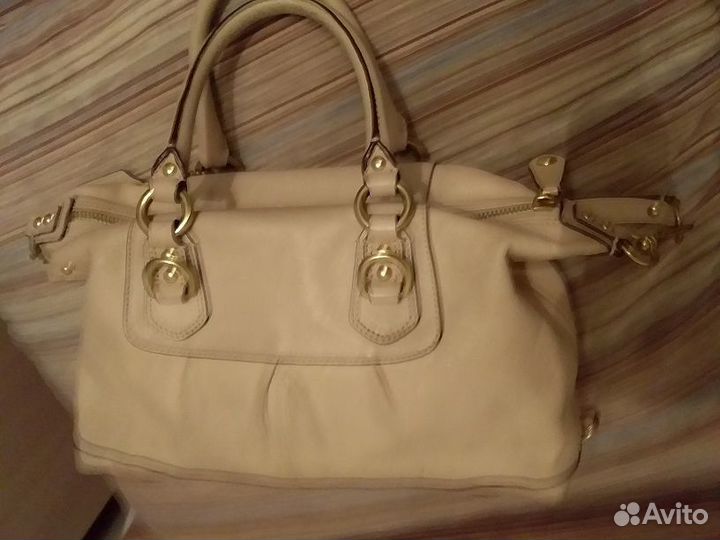Сумка coach, кожаная, женская