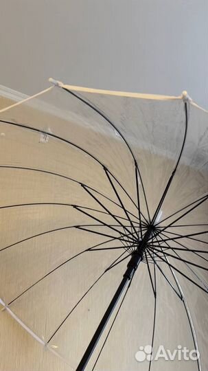 Зонтик трость прозрачный длинный полуавтомат